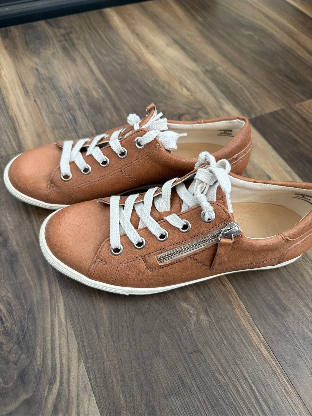Paul Green Copper Brown Leather Lace-Up Sneakers